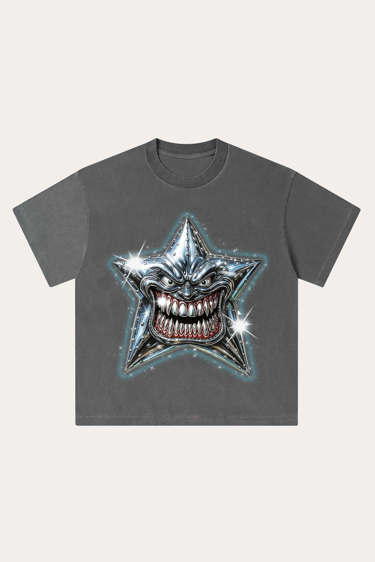Evilnova Madness Star Washed Streetwear T-Shirt-Evilnova