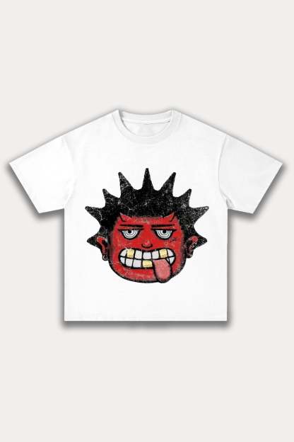 Evilnova Cartoon Characters Cotton Oversize T-Shirt-Evilnova