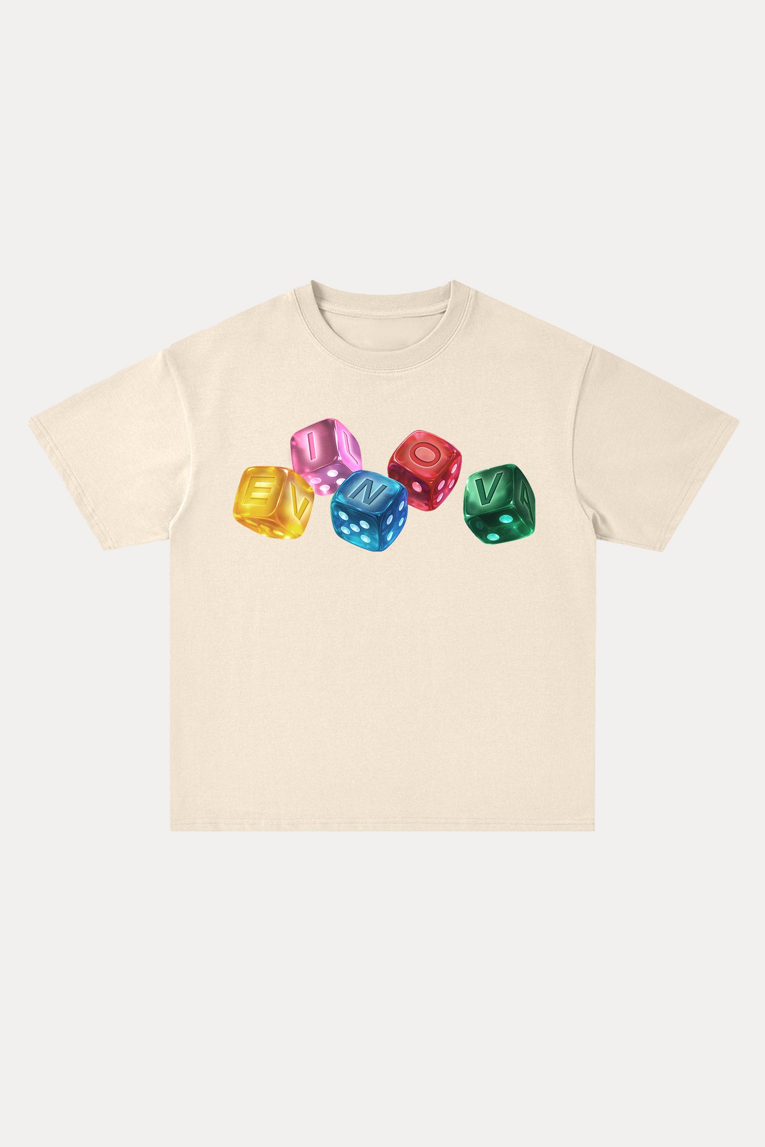 Evilnova Rainbow Dice Cotton Oversize T-Shirt-Evilnova