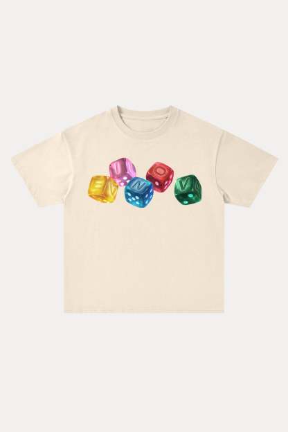 Evilnova Rainbow Dice Cotton Oversize T-Shirt-Evilnova