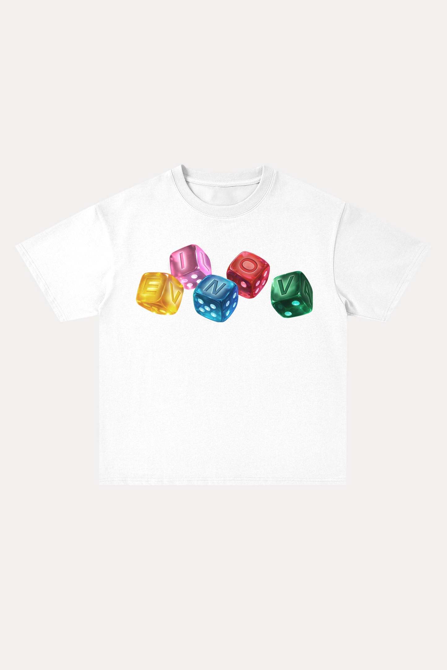 Evilnova Rainbow Dice Cotton Oversize T-Shirt-Evilnova