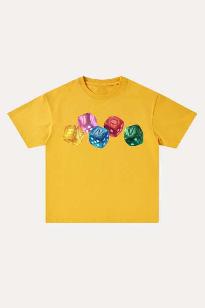 Evilnova Rainbow Dice Cotton Oversize T-Shirt-Evilnova