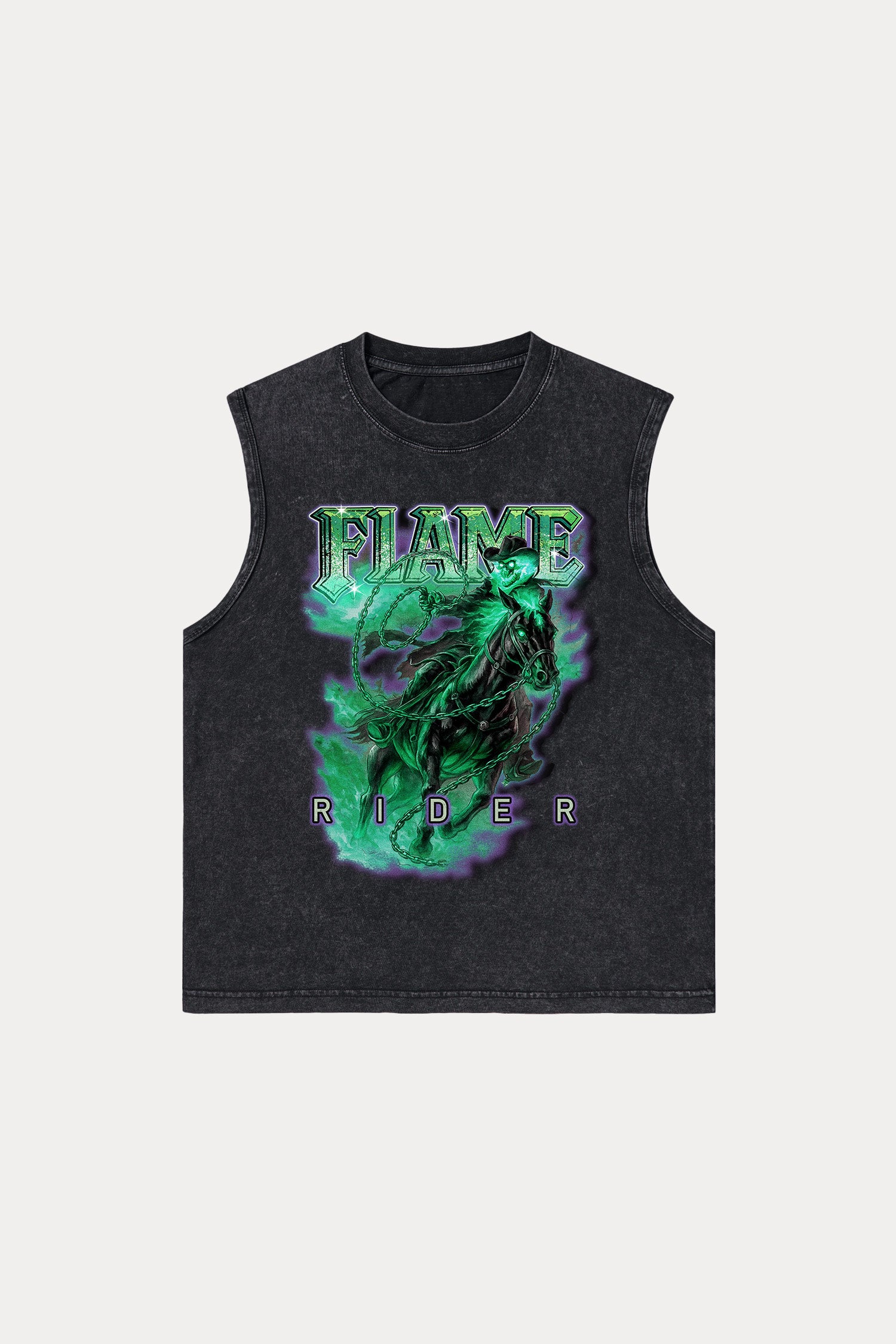 Evilnova Flame Rider Washed Tank Top-Evilnova