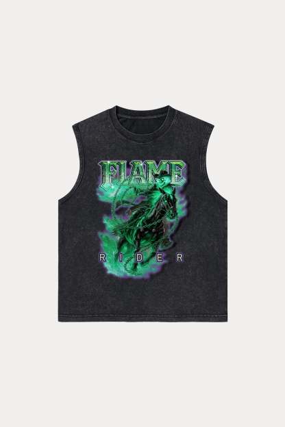 Evilnova Flame Rider Washed Tank Top-Evilnova