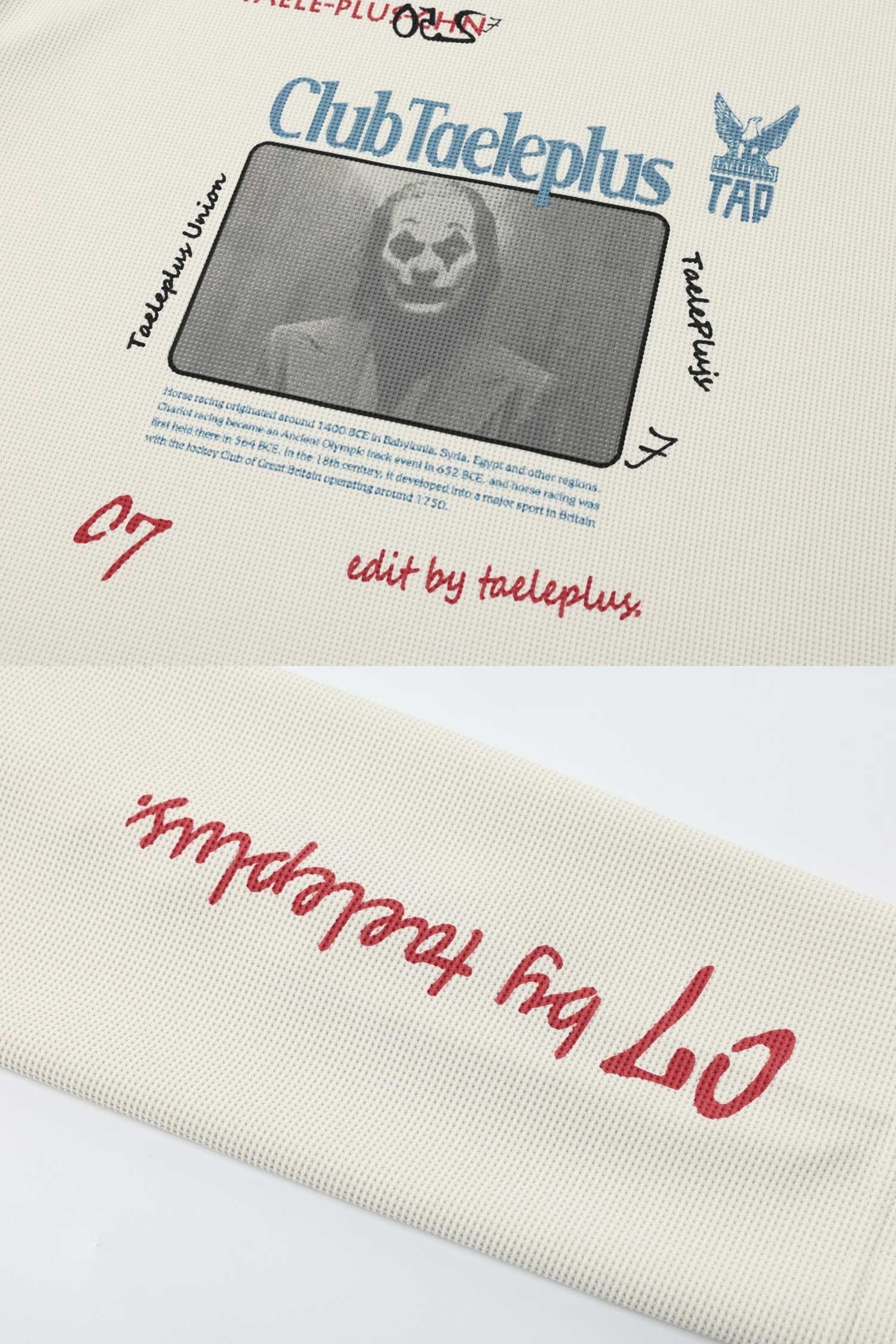 Evilnova Club Taeleplus Waffle Pattern Clown Print Long Sleeve Tee