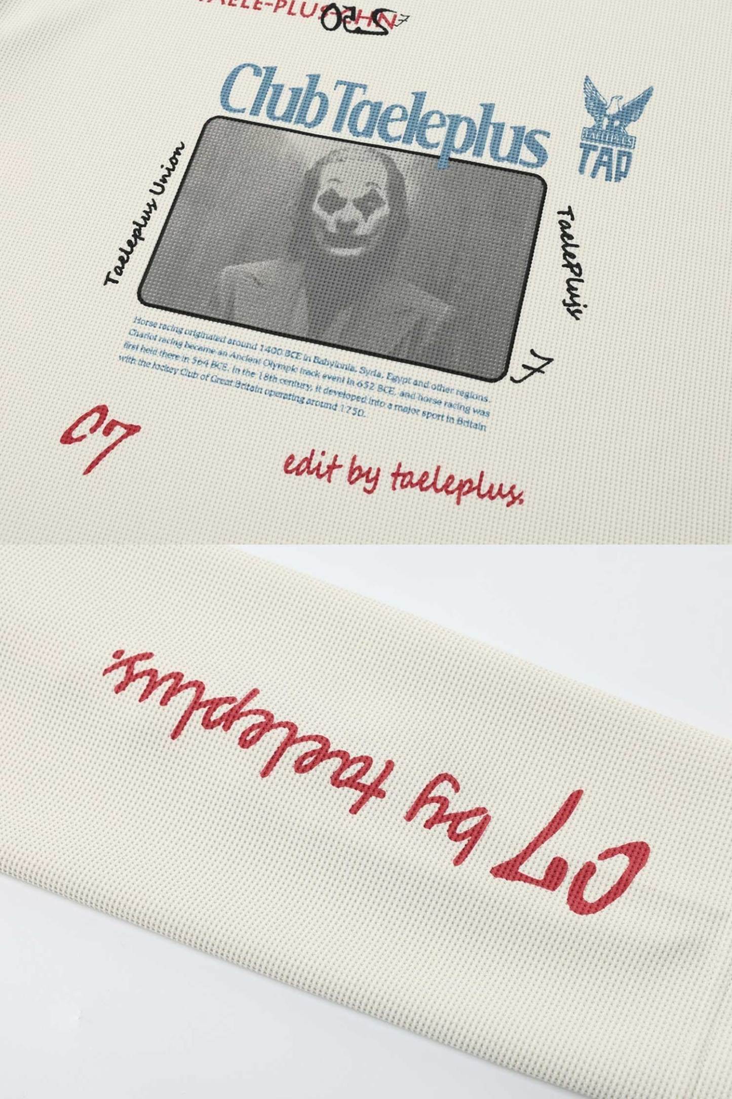 Evilnova Club Taeleplus Waffle Pattern Clown Print Long Sleeve Tee