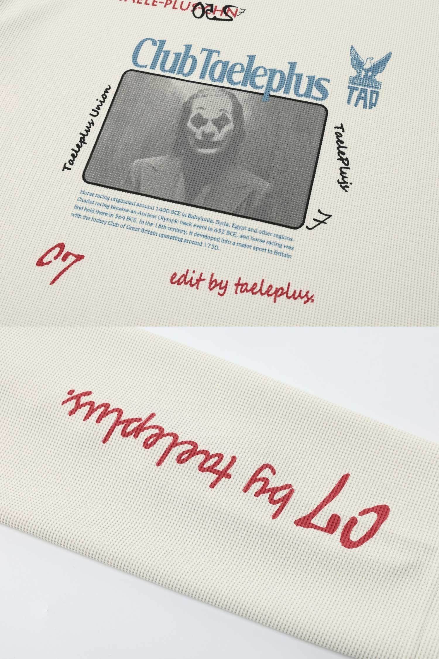 Evilnova Club Taeleplus Waffle Pattern Clown Print Long Sleeve Tee