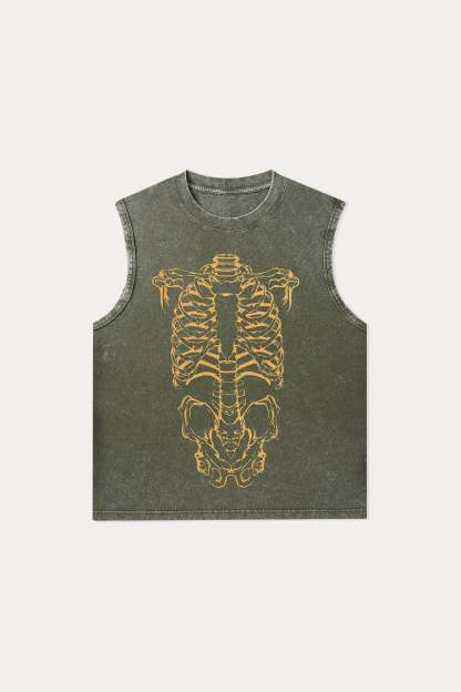 Evilnova Human Skeleton Washed Tank Top-Evilnova