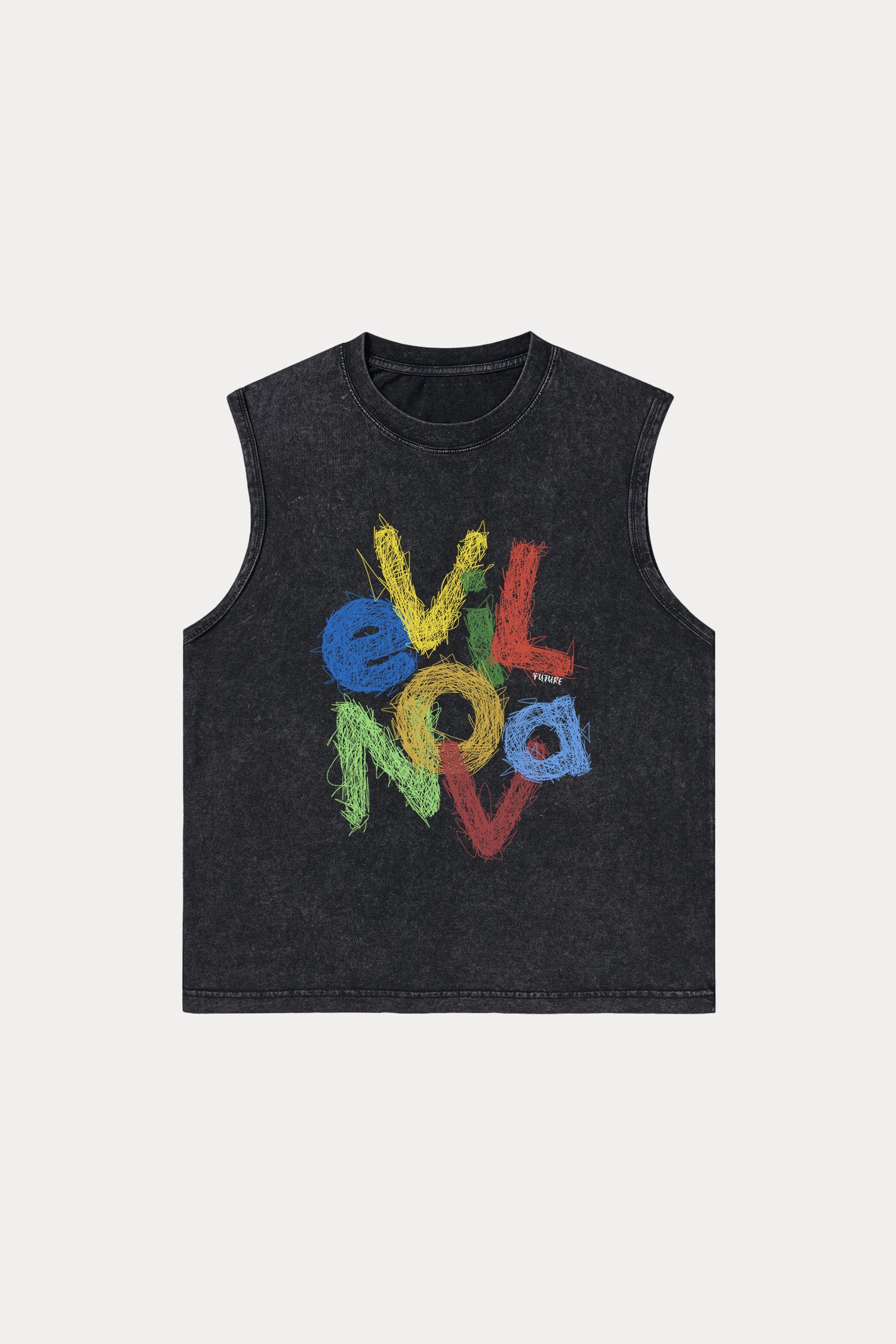 Evilnova Scrawl Logo Washed Tank Top-Evilnova