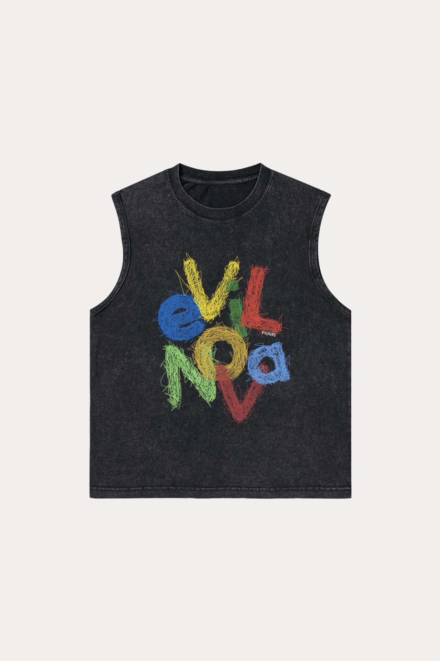 Evilnova Scrawl Logo Washed Tank Top-Evilnova