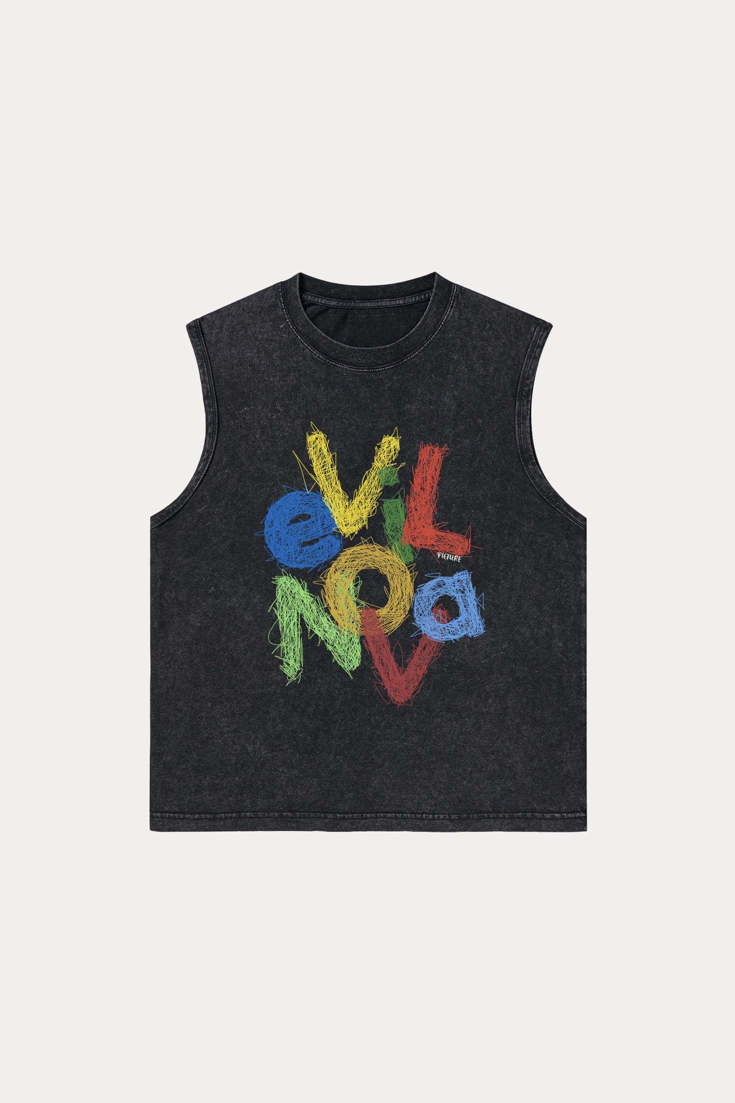 Evilnova Scrawl Logo Washed Tank Top-Evilnova