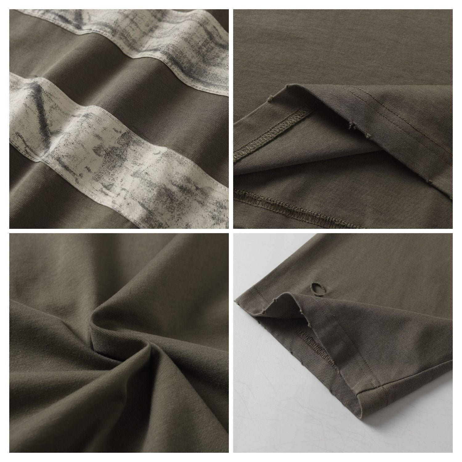 Evilnova Gray Vintage Striped Distressed Polo Shirt-Evilnova