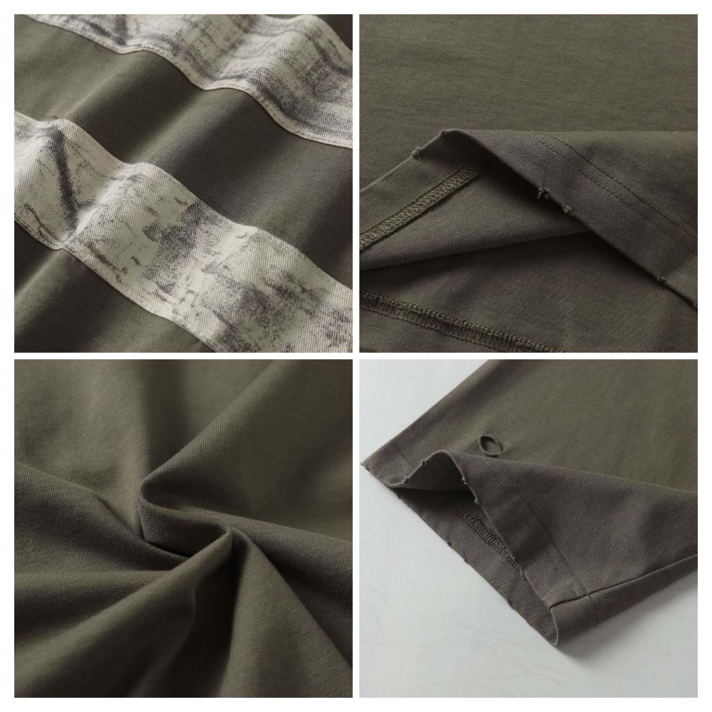 Evilnova Gray Vintage Striped Distressed Polo Shirt-Evilnova