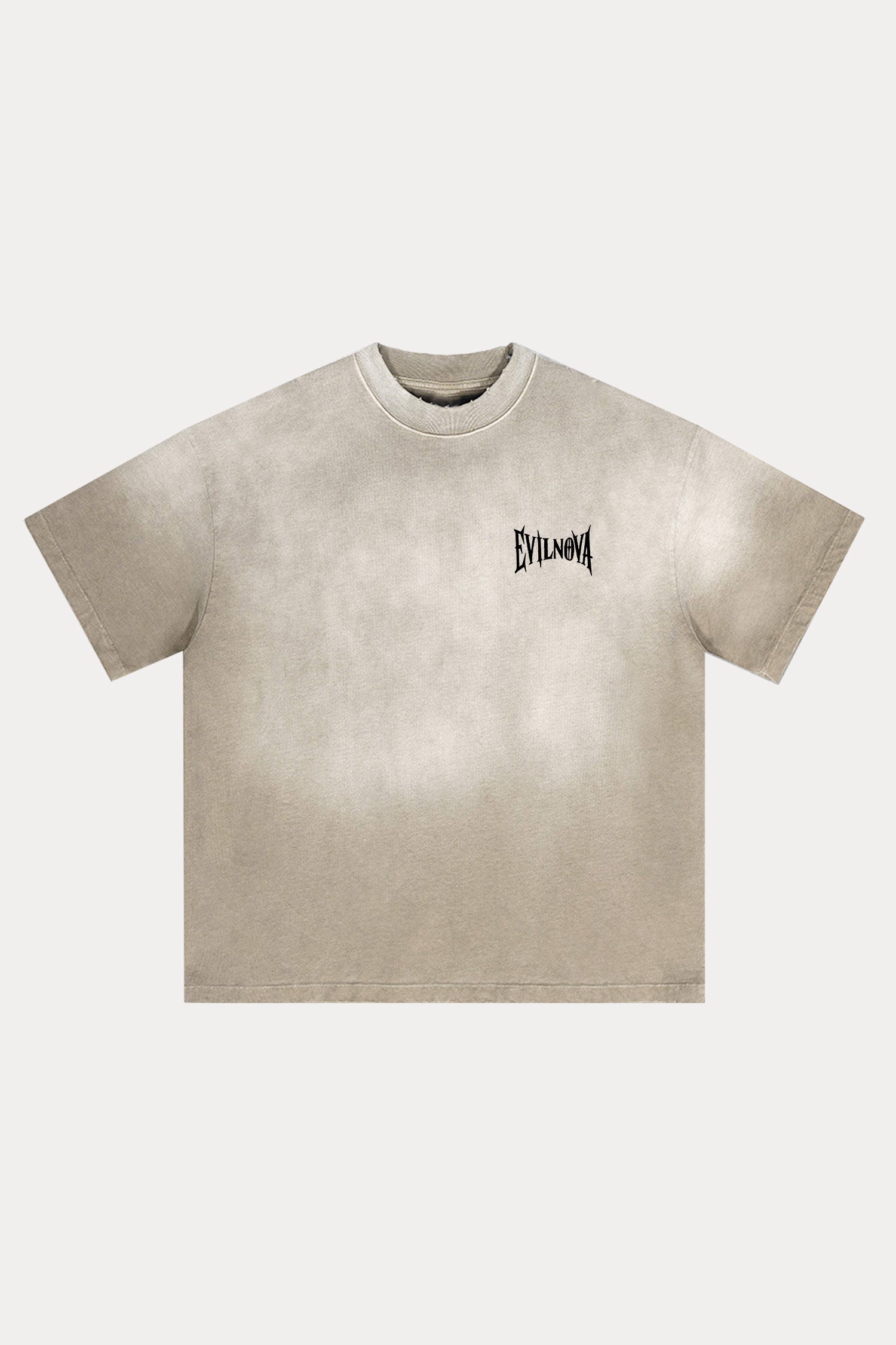 Evilnova Sand Basic Logo Distressed Washed T-Shirt-Evilnova