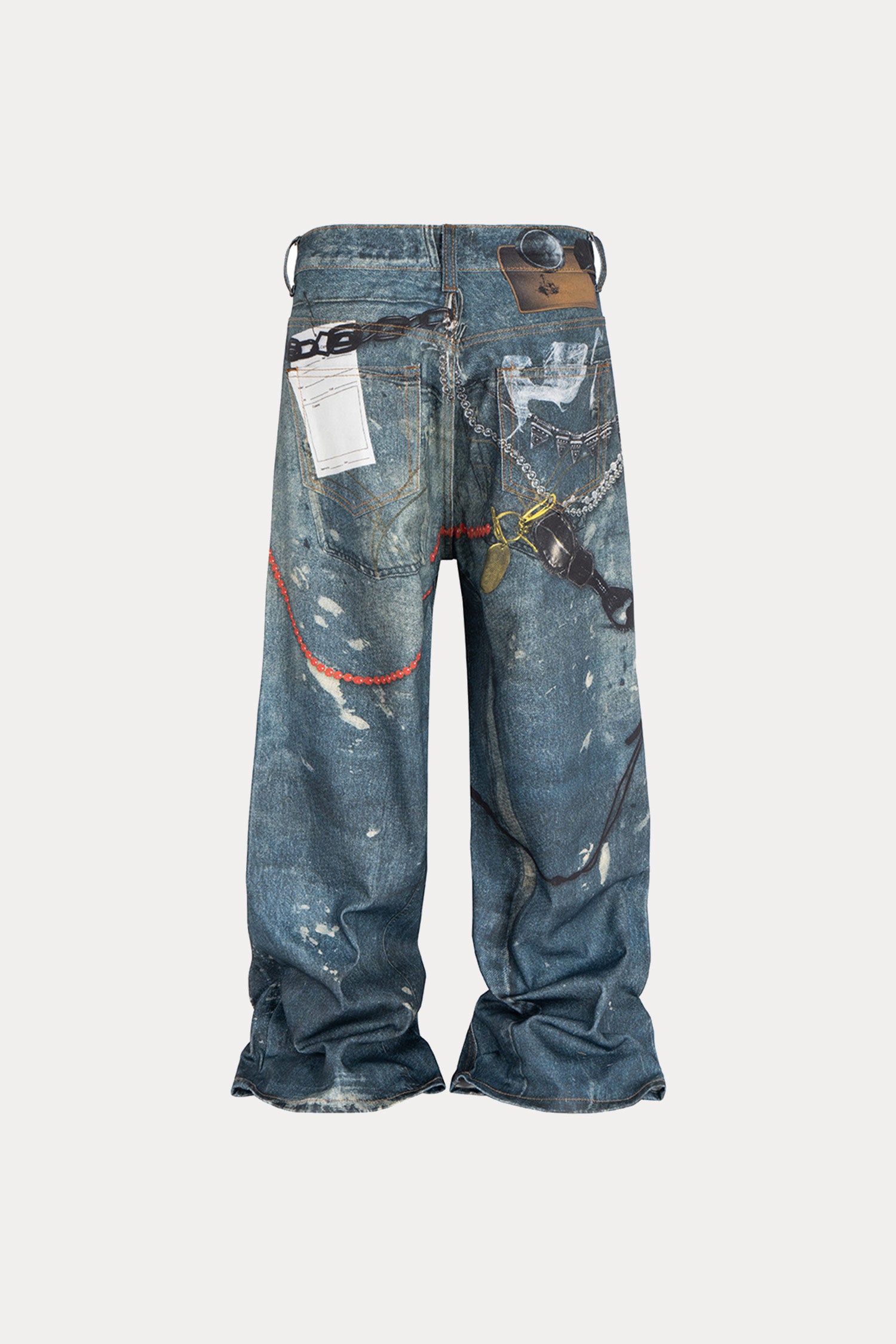 Evilnova 3D Print Washed Baggy Jeans-Evilnova