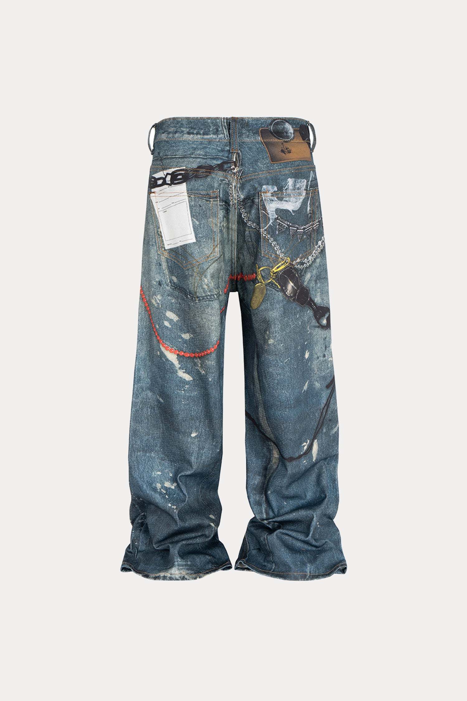 Evilnova 3D Print Washed Baggy Jeans-Evilnova