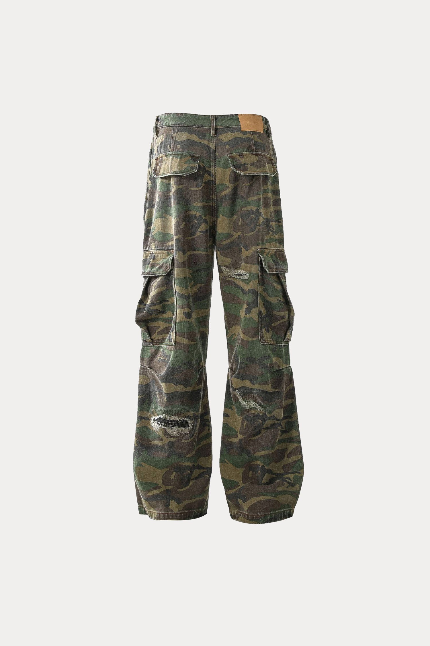 Evilnova Vintage Distressed Camo Bootcut Pants-Evilnova