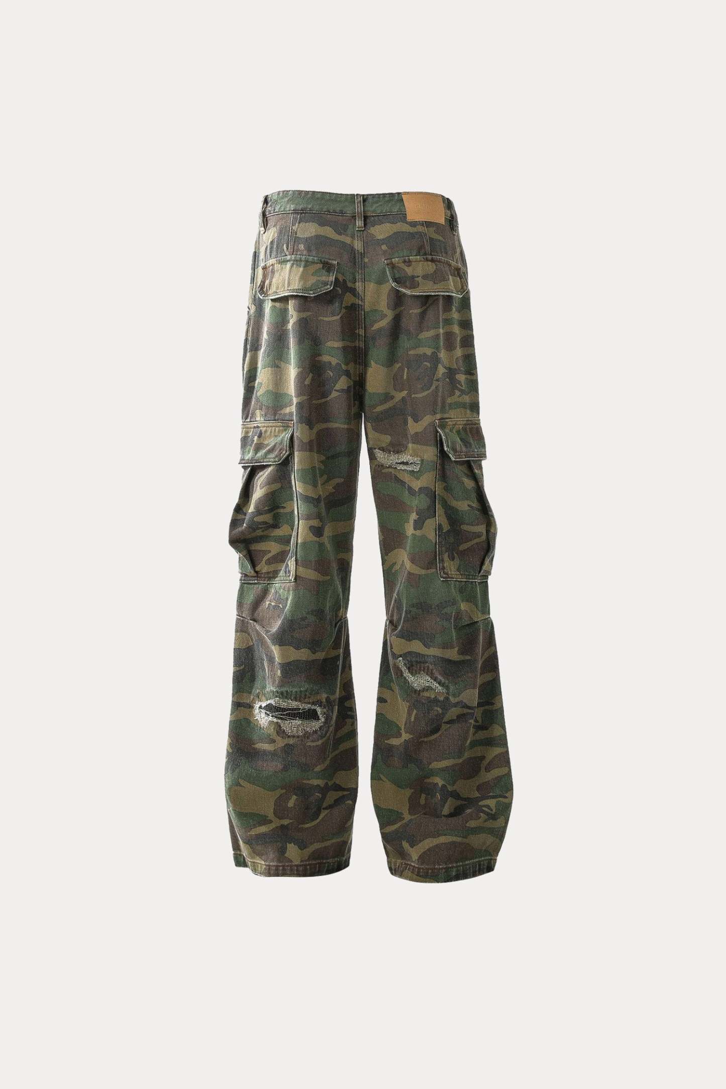 Evilnova Vintage Distressed Camo Bootcut Pants-Evilnova