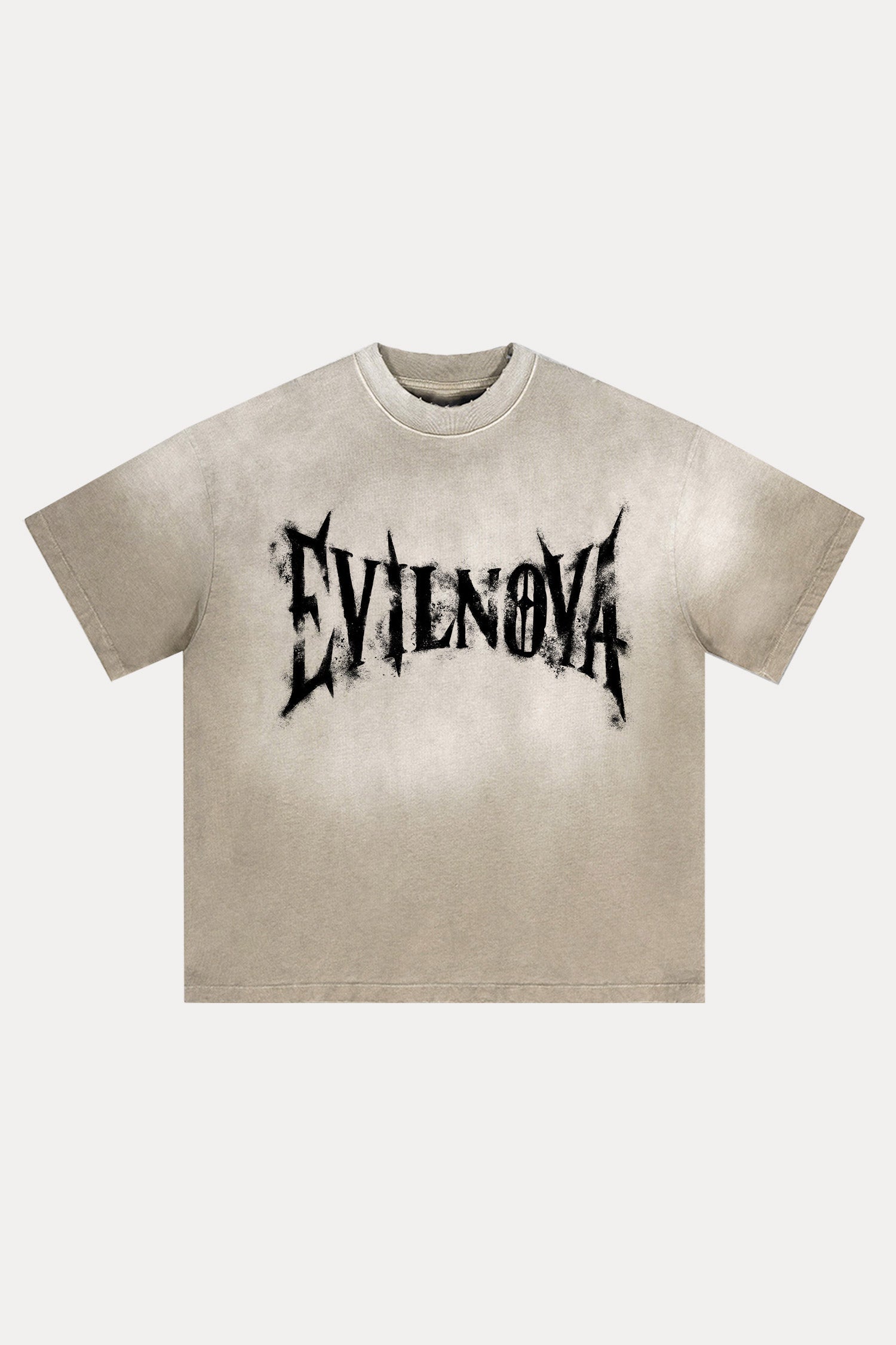 Evilnova Faded Logo Distressed Washed T-Shirt-Evilnova