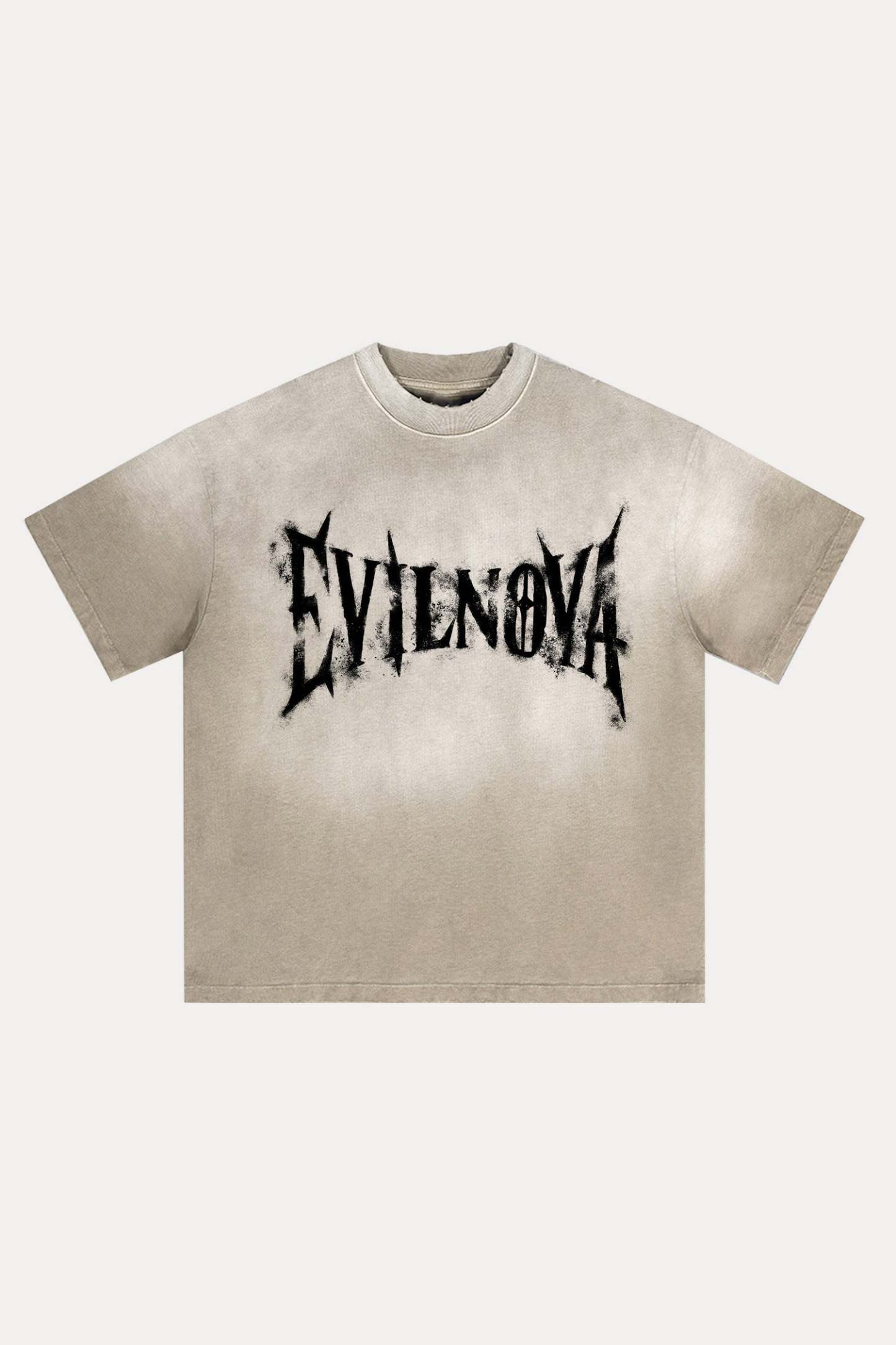 Evilnova Faded Logo Distressed Washed T-Shirt-Evilnova