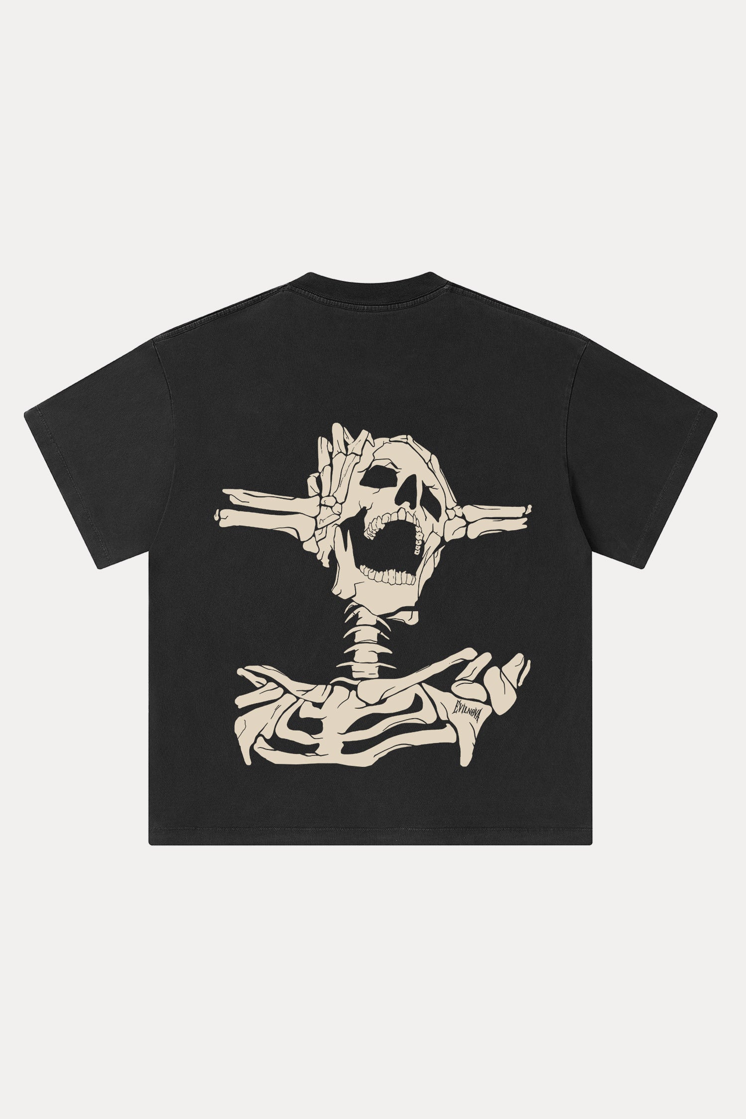 Evilnova Skeleton Washed Streetwear T-Shirt-Evilnova