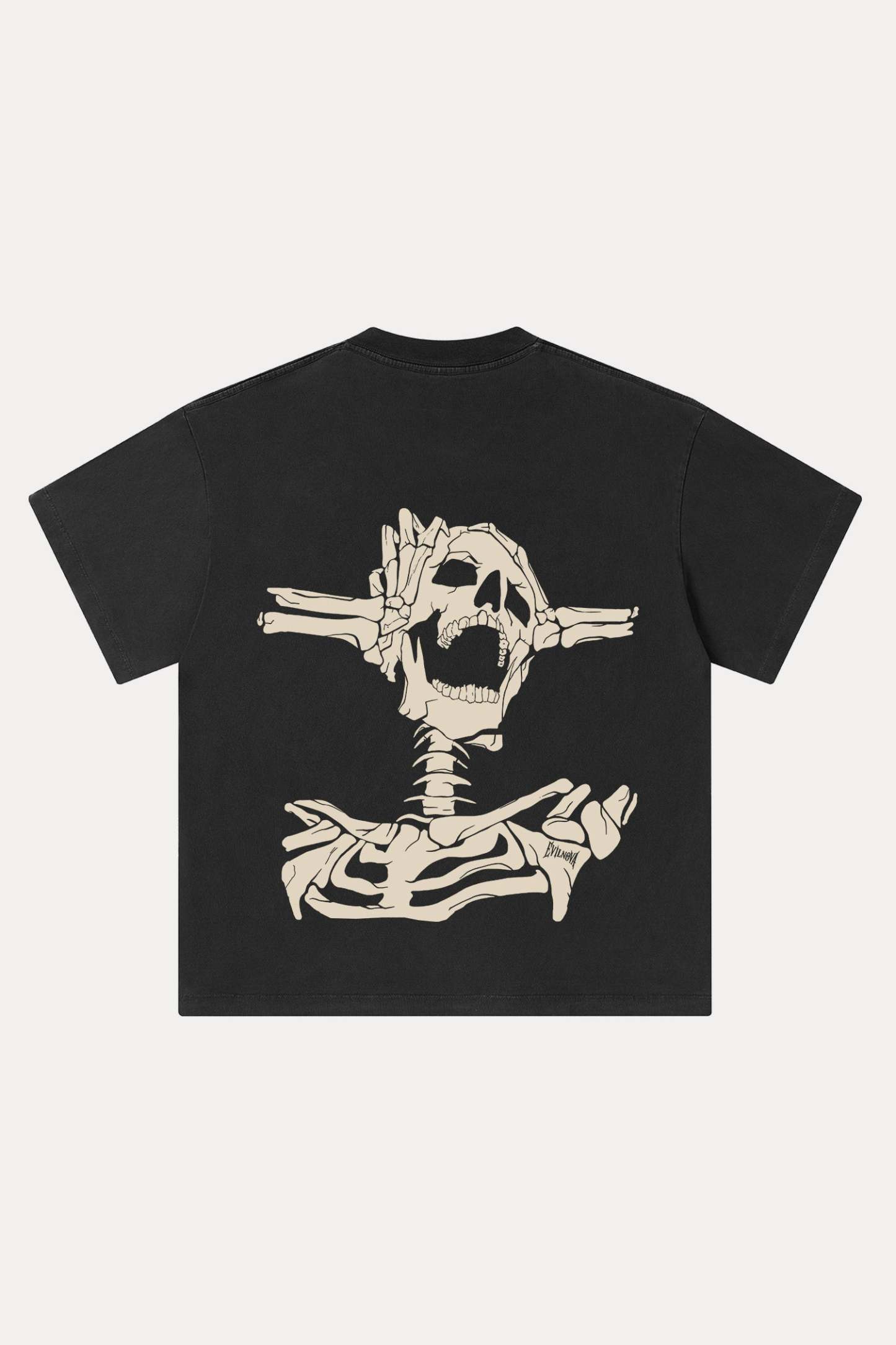 Evilnova Skeleton Washed Streetwear T-Shirt-Evilnova