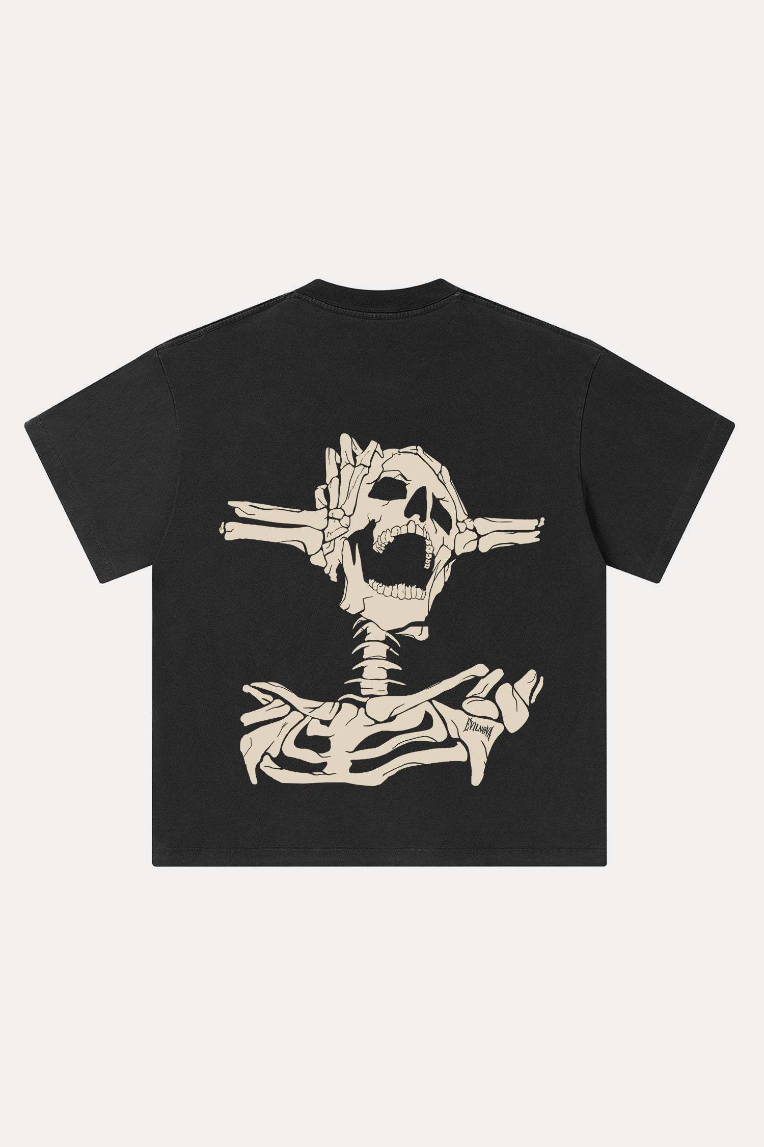 Evilnova Skeleton Washed Streetwear T-Shirt-Evilnova