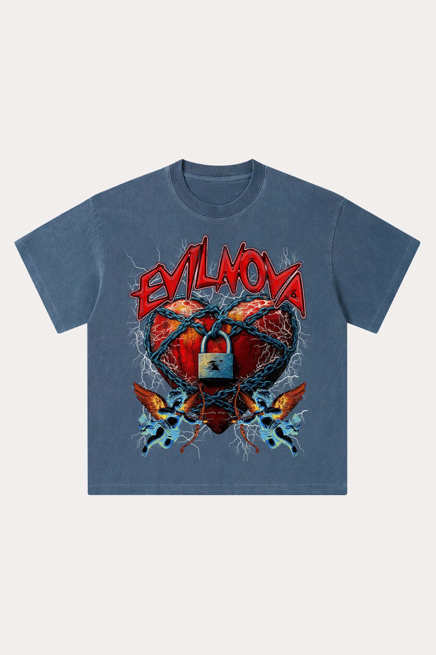 Evilnova Lock Washed Streetwear T-Shirt-Evilnova