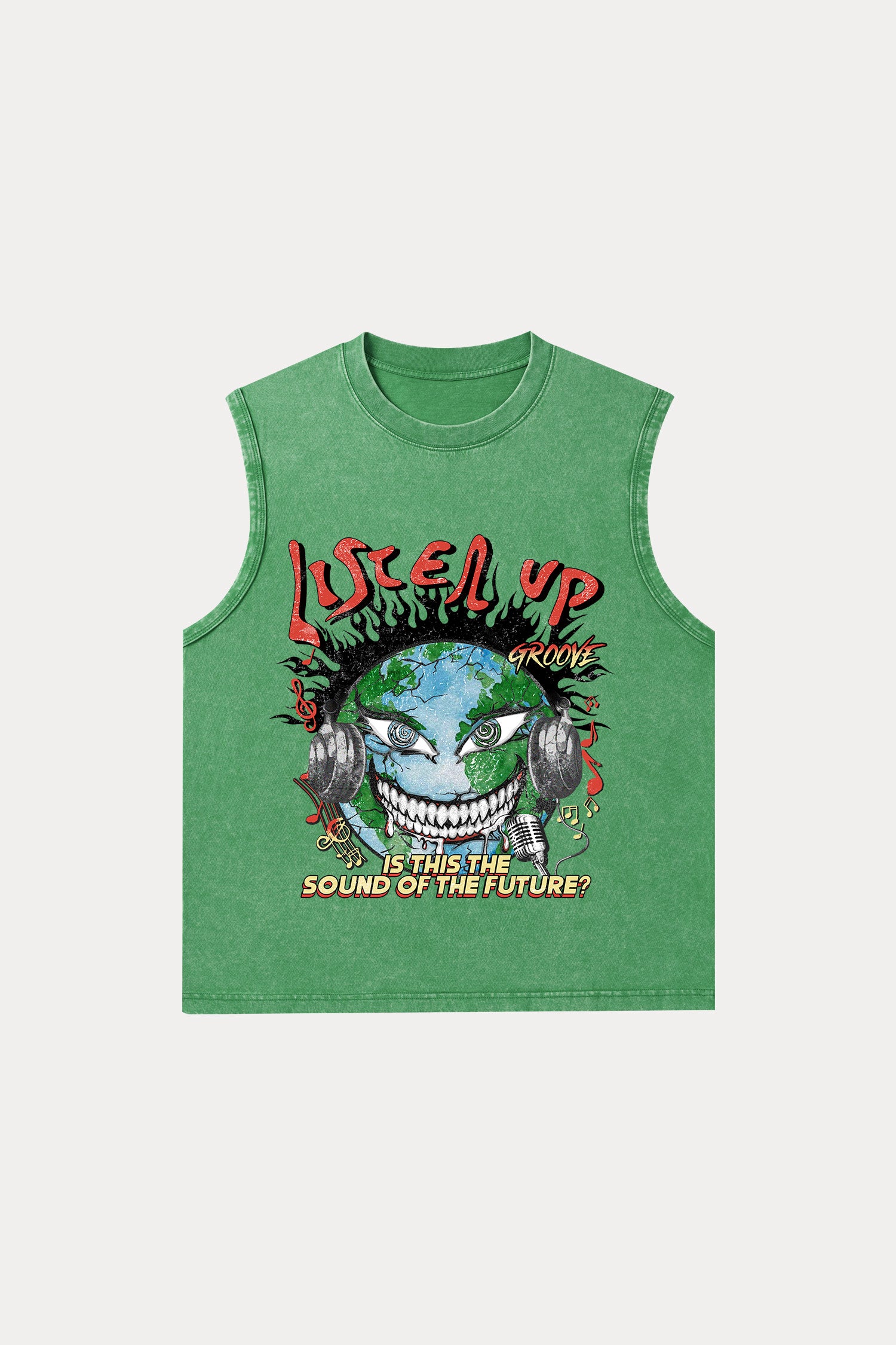 Evilnova Listen Up Washed Tank Top-Evilnova