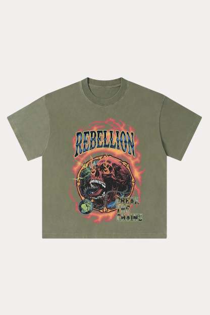 Evilnova Rebellion Washed Streetwear T-Shirt-Evilnova