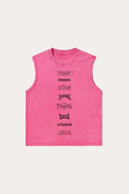 Evilnova Multi  Logo Washed Tank Top-Evilnova