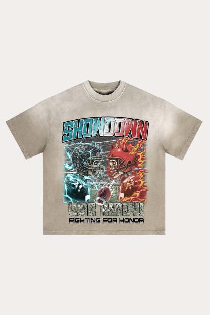 Evilnova Showdown Distressed Washed T-Shirt-Evilnova