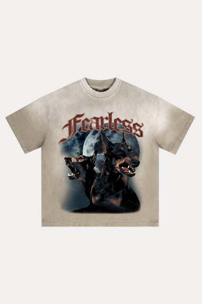 Evilnova Fearless Distressed Washed T-Shirt-Evilnova