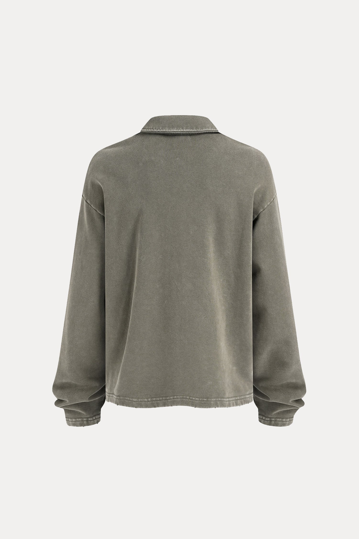 Evilnova Lunacy Distressed Edge Buttonless Long Sleeve Polo Shirt-Evilnova