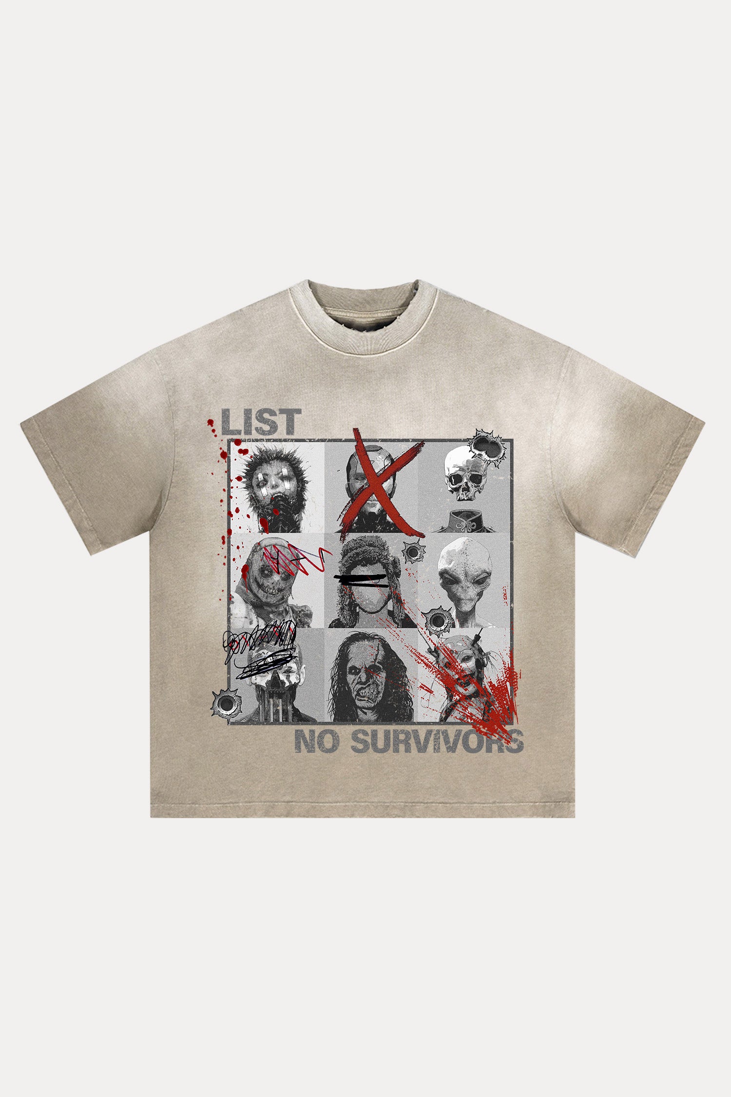 Evilnova Kill List Distressed Washed T-Shirt-Evilnova