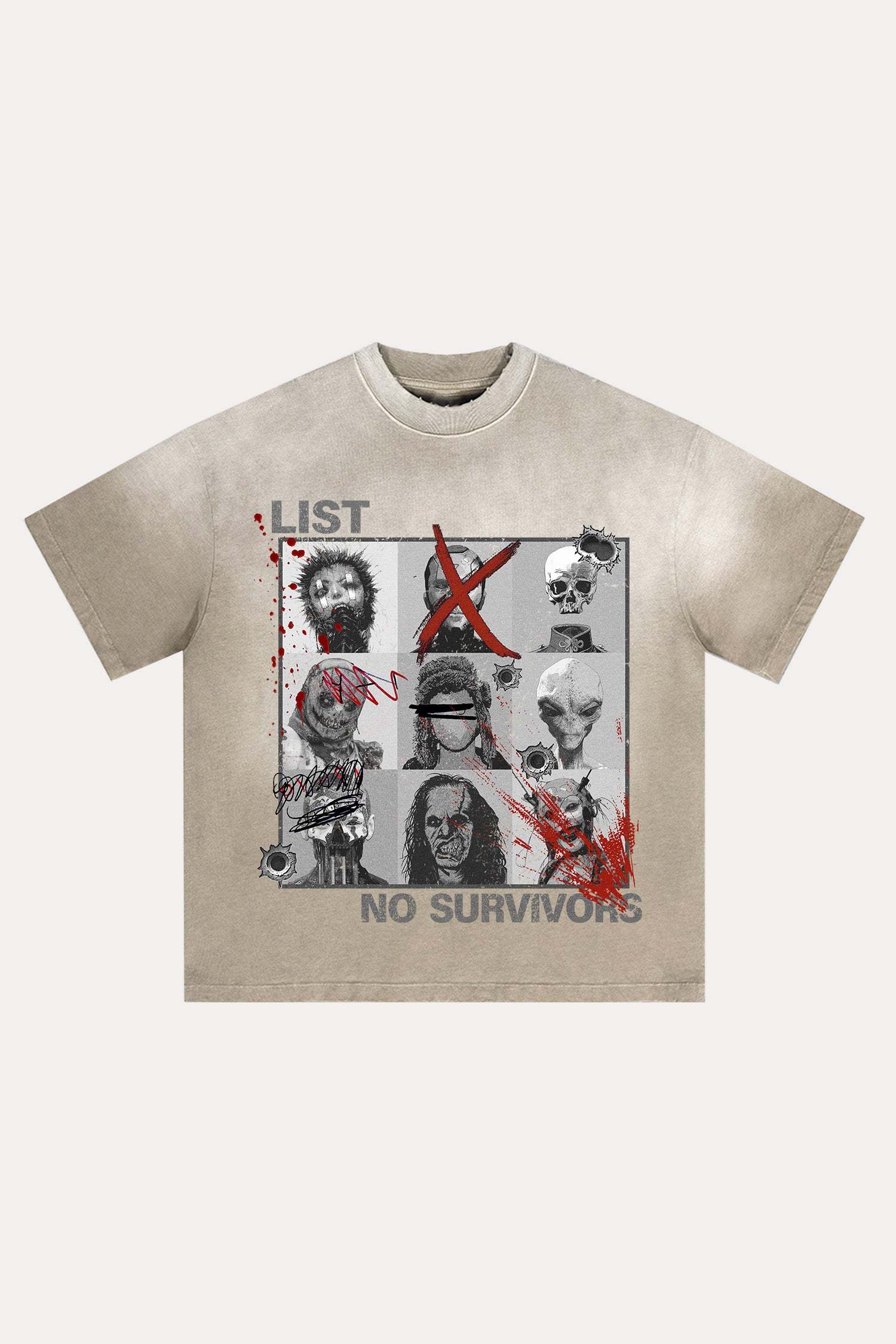 Evilnova Kill List Distressed Washed T-Shirt-Evilnova