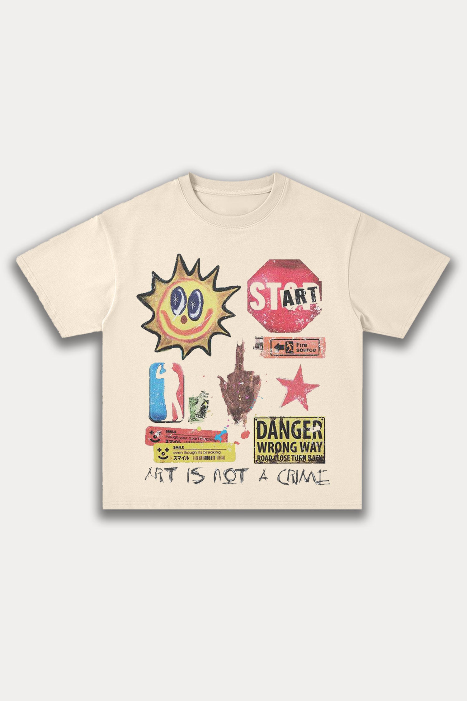 Evilnova Start Art Cotton Oversize T-Shirt-Evilnova