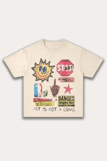 Evilnova Start Art Cotton Oversize T-Shirt-Evilnova