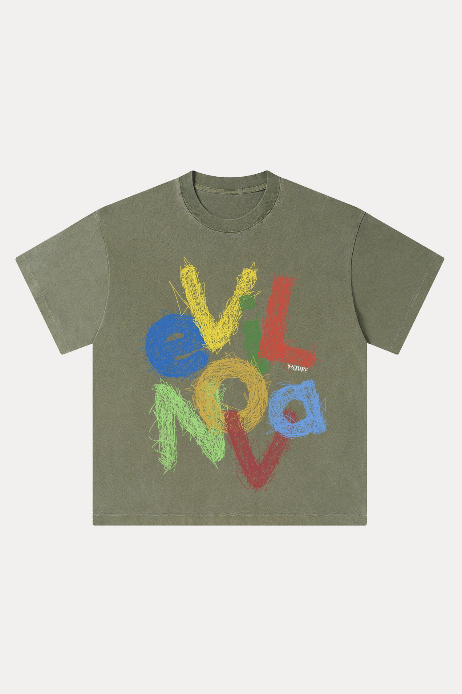 Evilnova Scrawl Logo Washed Streetwear T-Shirt-Evilnova