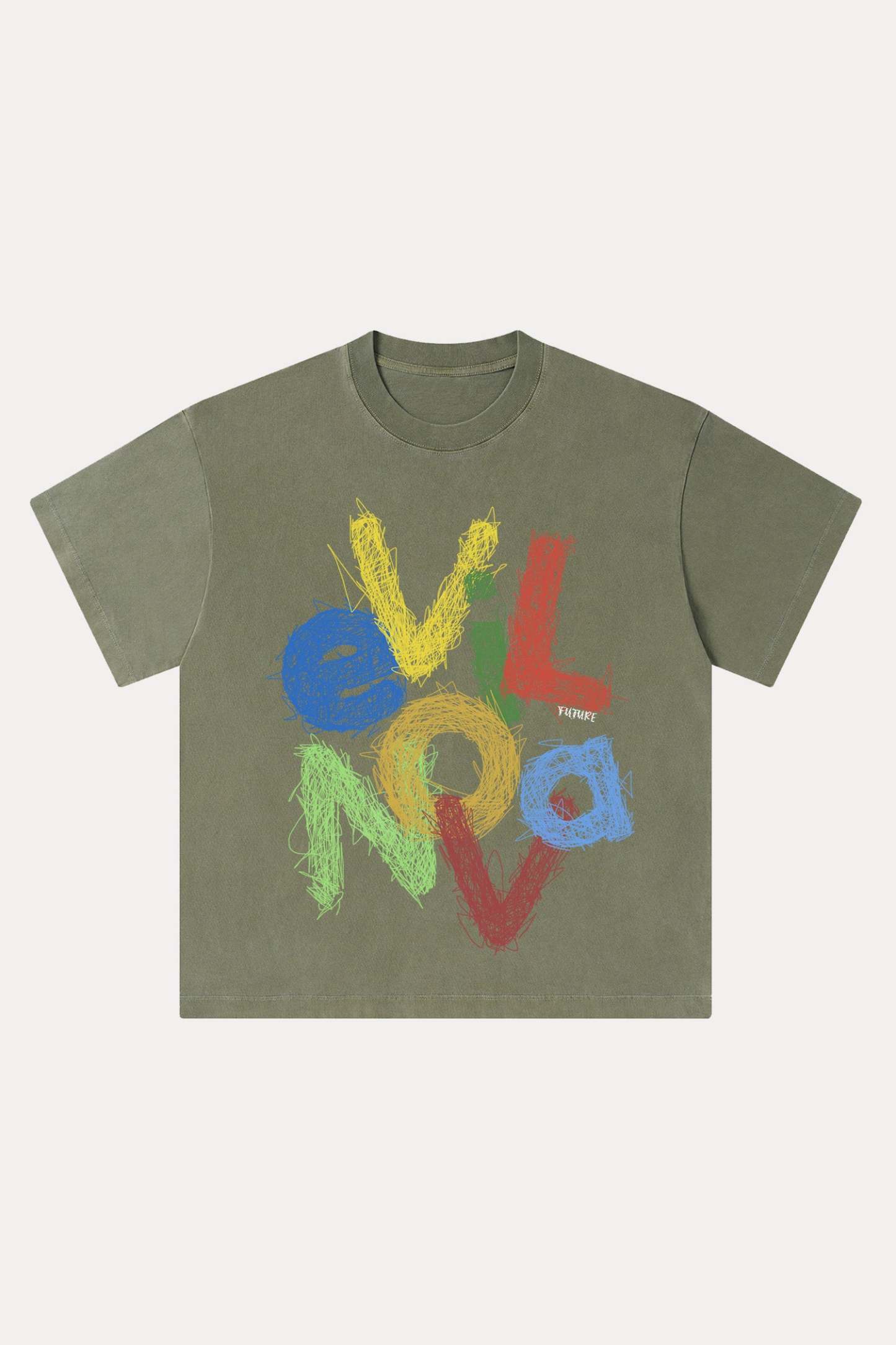 Evilnova Scrawl Logo Washed Streetwear T-Shirt-Evilnova