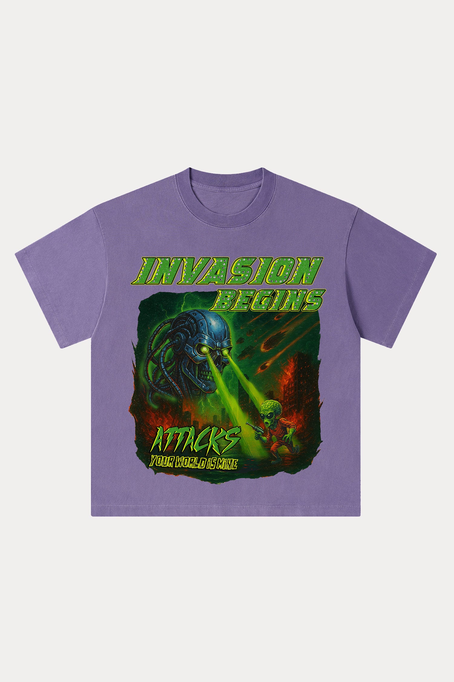 Evilnova Invasion Begins Washed Streetwear T-Shirt-Evilnova