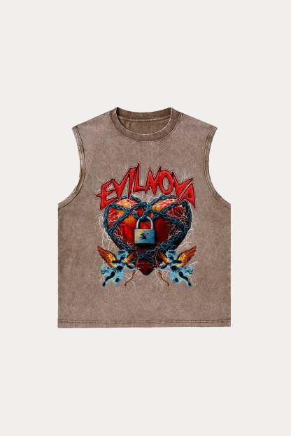 Evilnova Lock Washed Tank Top-Evilnova
