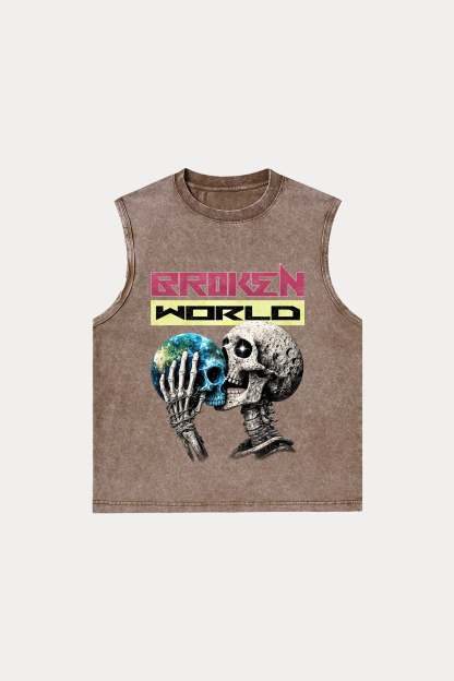 Evilnova Broken World Washed Tank Top-Evilnova