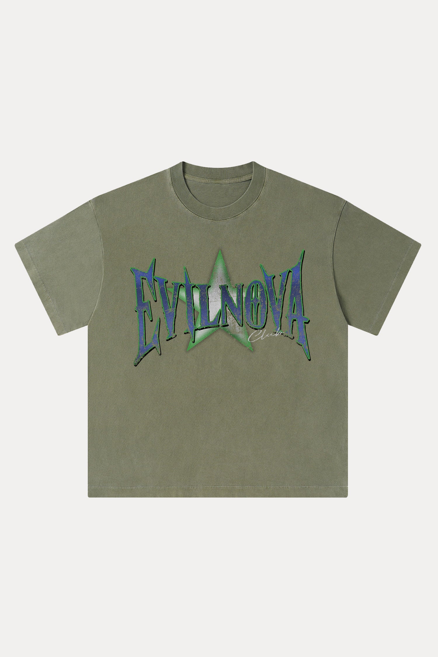 Evilnova Star club Washed Streetwear T-Shirt-Evilnova