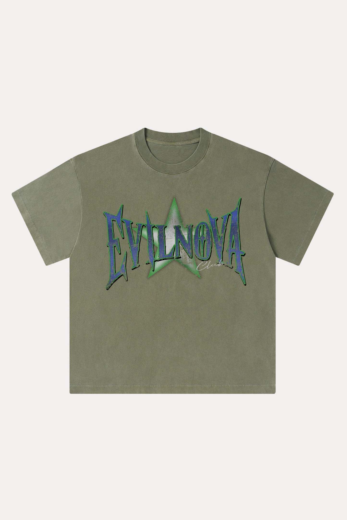 Evilnova Star club Washed Streetwear T-Shirt-Evilnova