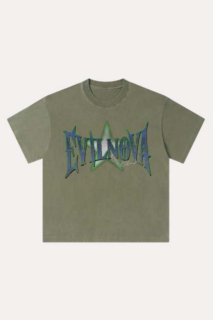 Evilnova Star club Washed Streetwear T-Shirt-Evilnova
