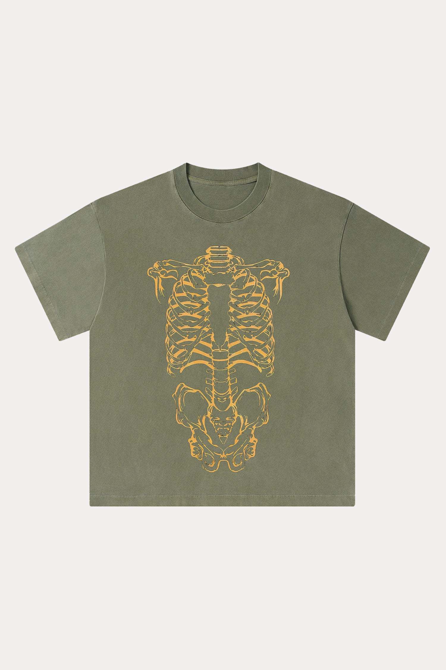 Evilnova Human Skeleton Washed Streetwear T-Shirt-Evilnova