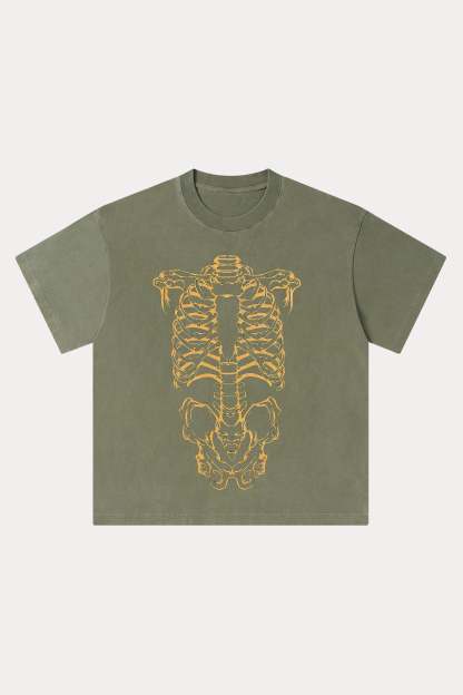 Evilnova Human Skeleton Washed Streetwear T-Shirt-Evilnova