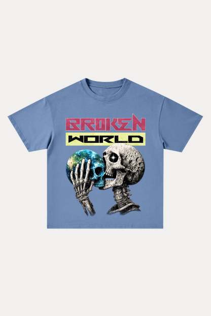 Evilnova Broken World Cotton Oversize T-Shirt-Evilnova