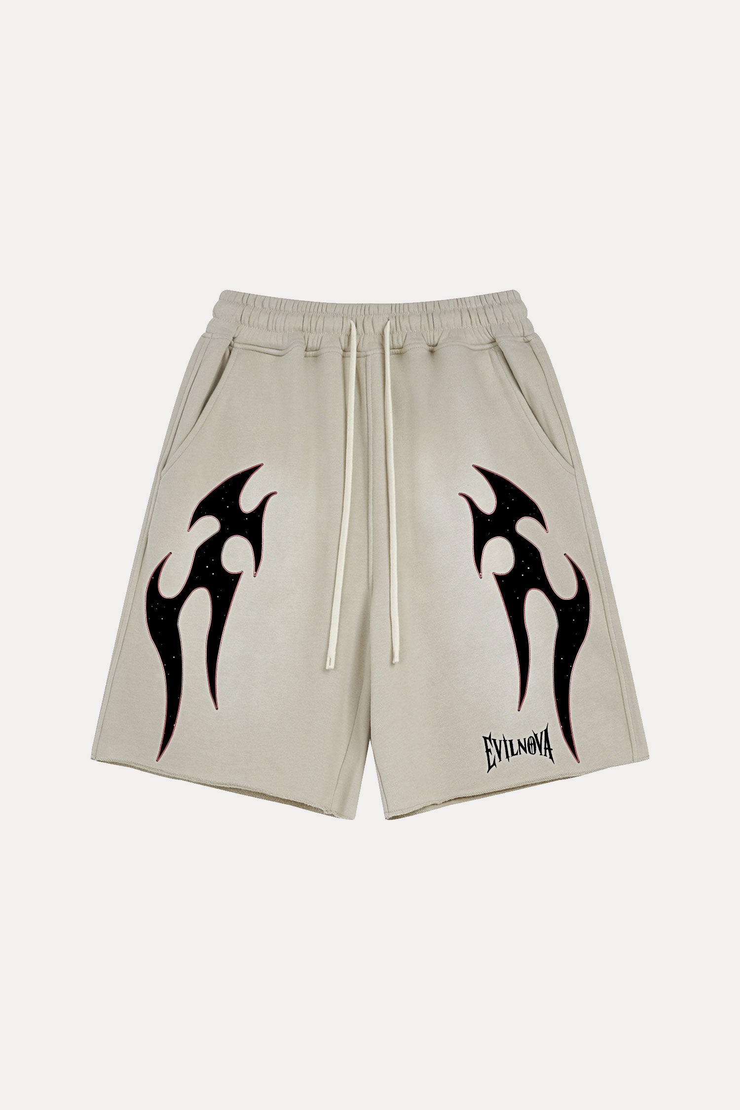 Evilnova Apricot Flame Washed Raw-Hem Sweatshorts-Evilnova